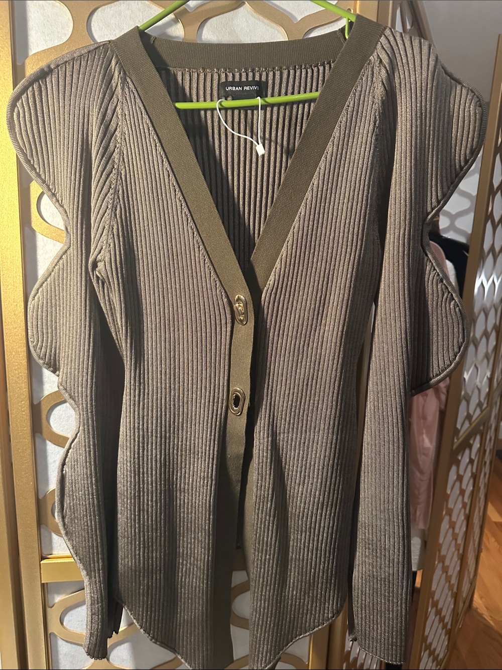 URBAN REVIVO Women's Knit Cardigan Sweaters Long Sleeve Button Down, Size XL